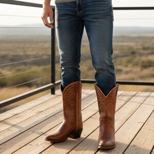 Vintage Acme Western Cowboy Boots Brown Leather Embroidered Classic - Size 6.5C